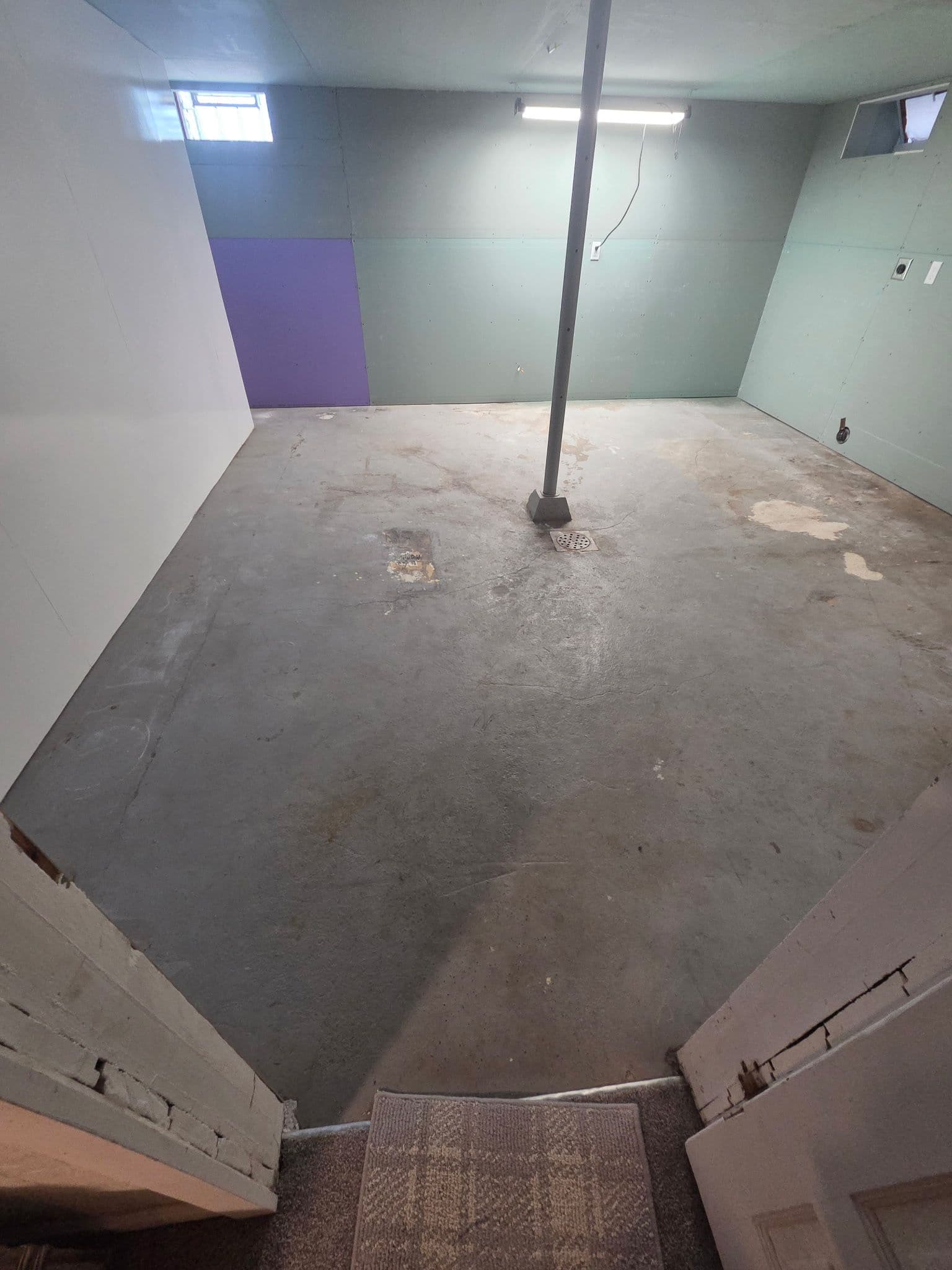 Cracked Laundry Room Floor Gets a Full Flake Epoxy Finish in Lakeville