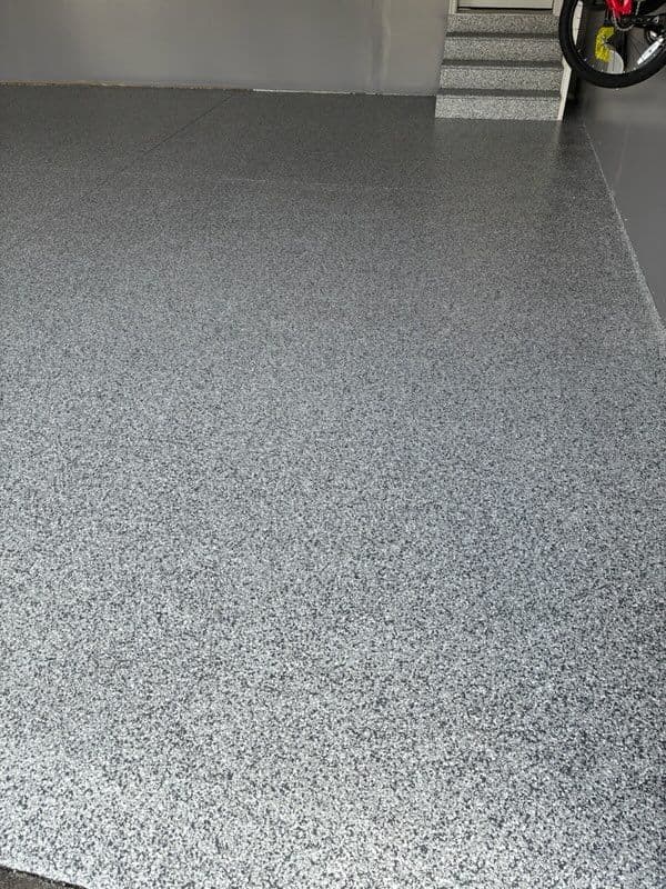 Gallery photos for Garage Transformation with Flaked Epoxy Flooring: Image #1